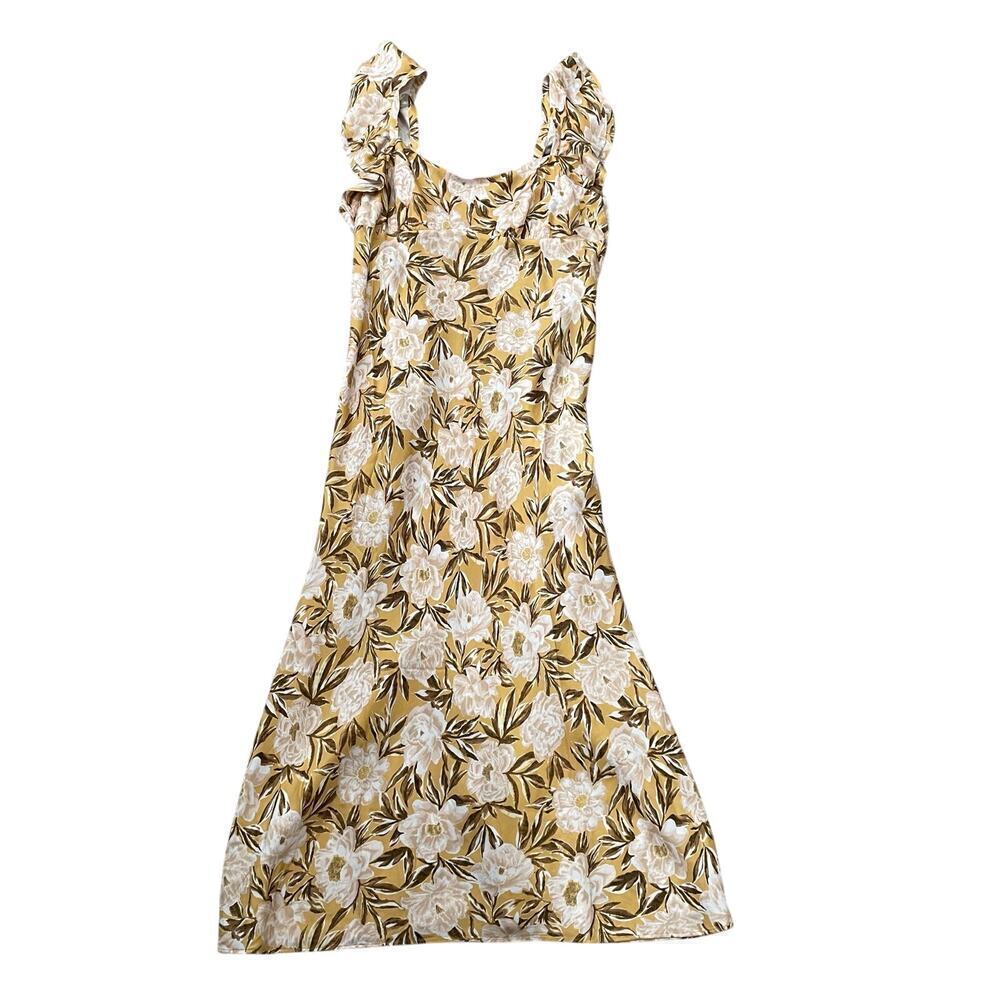 NWT Madewell Angelina Sleeveless Yellow Tan Maxi Floral Slip Dress Size 12 - Picture 9 of 11